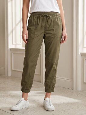 A New Day Olive Green L Pants Ankle Crop Gorpcore Cottage Jogger Boho Grunge